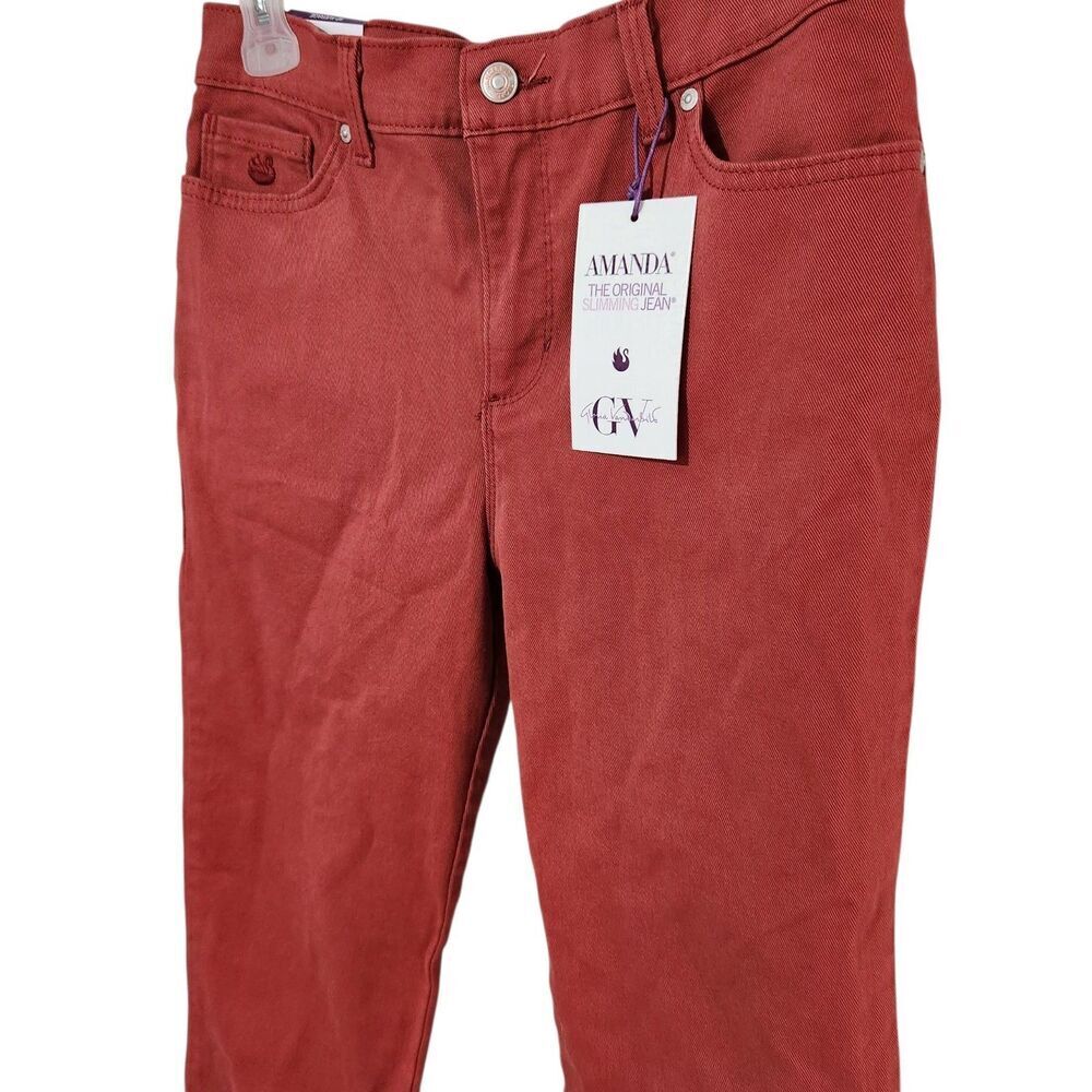 Gloria Vanderbilt Jeans Size 8 Petite Autumn Blaze Color Tapered Leg - Picture 2 of 15